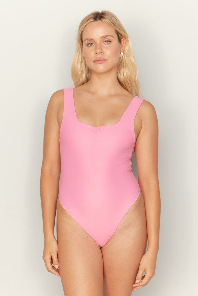 Corinne One Piece - Pink Hibiscus