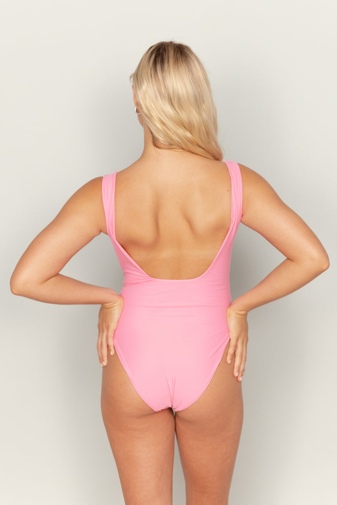 Corinne One Piece - Pink Hibiscus