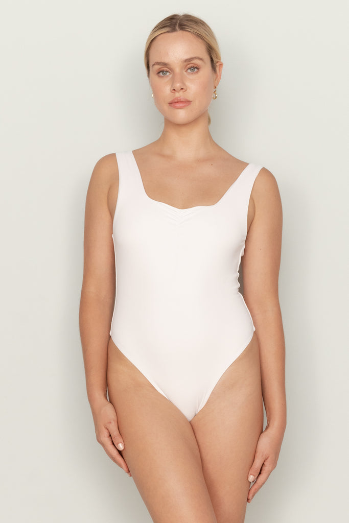 Corinne One Piece - White Eco Rib