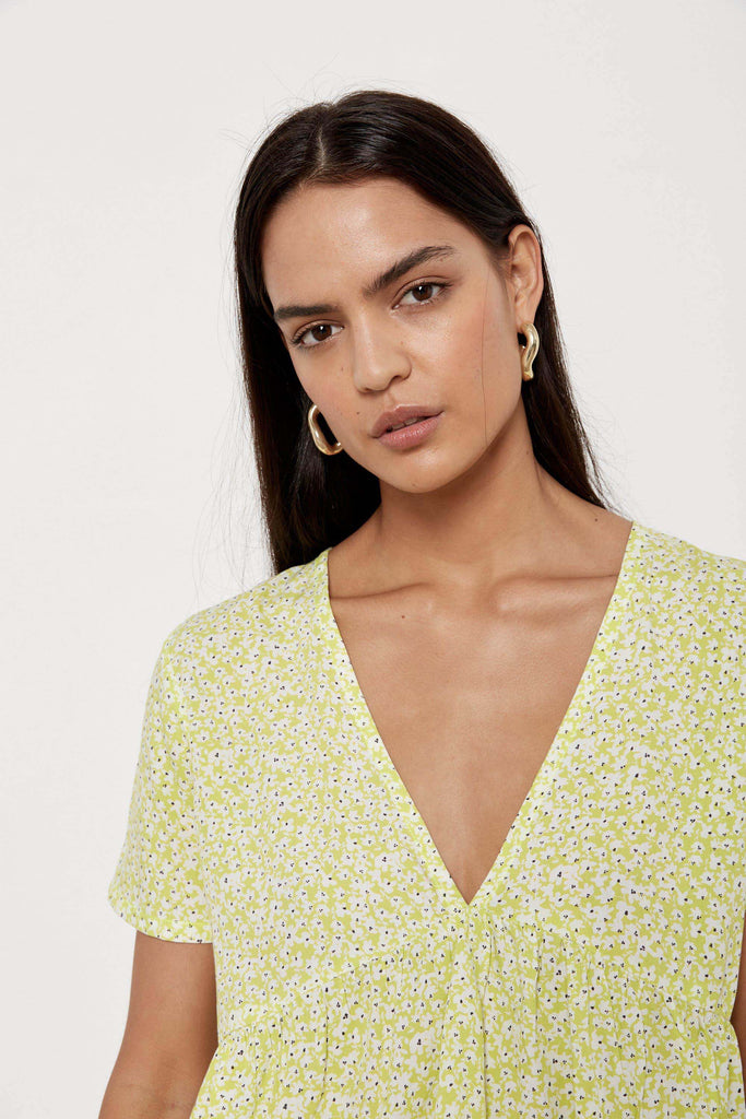 Pansy Top - Lime Wildflower